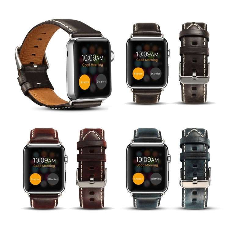 Denior Oil Wax Retro Watch Leather Watch Band for Apple Watch Series 7 41mm / 6 & SE & 5 & 4 40mm / 3 & 2 & 1 38mm (Brown) - Watch Bands by Denior | Online Shopping UK | buy2fix