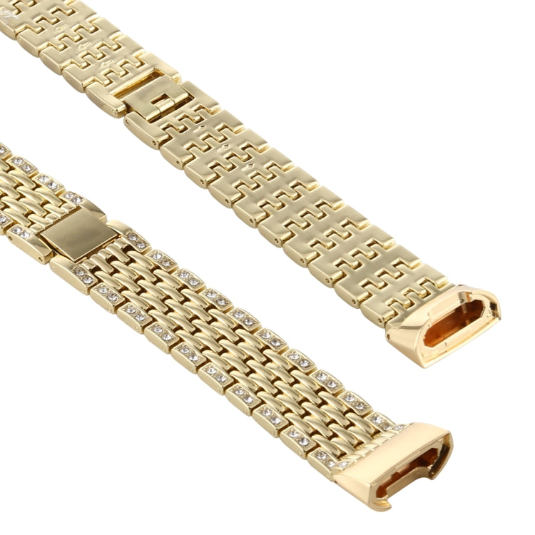 For Fitbit Charge 3 Diamond-studded Stainless Steel  Watch Band(Gold) - Watch Bands by buy2fix | Online Shopping UK | buy2fix