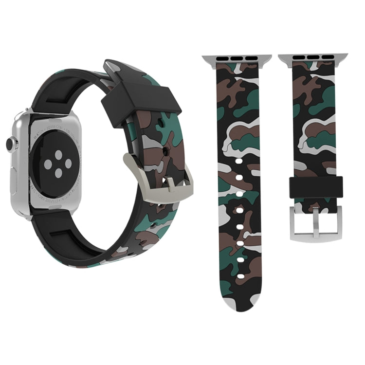 For Apple Watch Series 3 & 2 & 1 42mm Fashion Camouflage Pattern Silicone Watch Band(White) - Watch Bands by buy2fix | Online Shopping UK | buy2fix