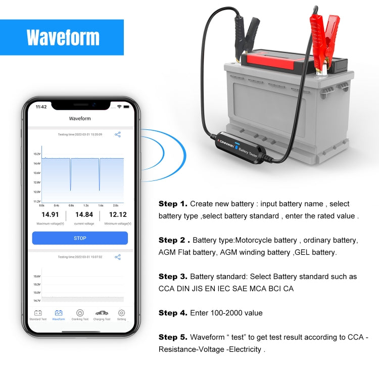 KONNWEI BK100 X431 BST360 Car Bluetooth Battery Tester (Black) - Electronic Test by KONNWEI | Online Shopping UK | buy2fix