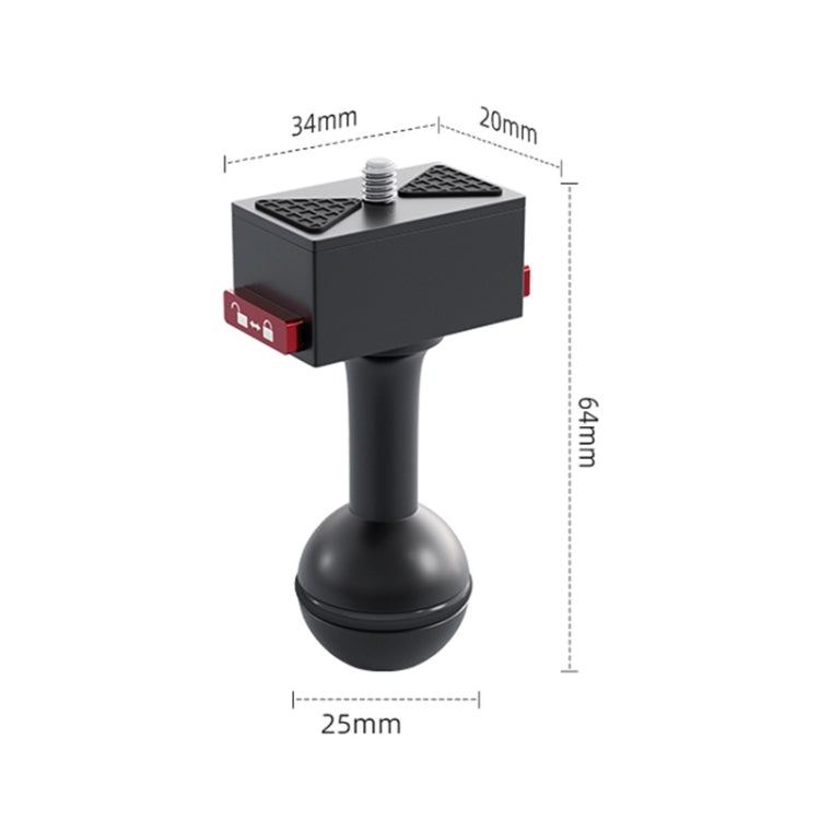 25mm Headball Metal Quick Release Base Adapter for GoPro, Insta360, DJI and Other Action Cameras (Black) - Connection Mount by buy2fix | Online Shopping UK | buy2fix