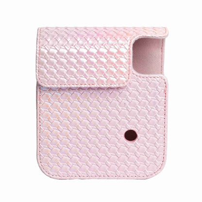 For FUJIFILM instax mini 12 Colorful Woven Leather Case Full Body Camera Bag + Photo Album with Strap (Pink) - Leather Bag by buy2fix | Online Shopping UK | buy2fix