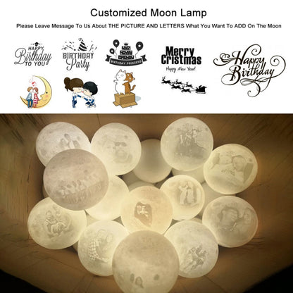 Customized Touch Switch 2-color 3D Print Moon Lamp USB Charging Energy-saving LED Night Light with Wooden Holder Base, Diameter:10cm - Night Lights by buy2fix | Online Shopping UK | buy2fix