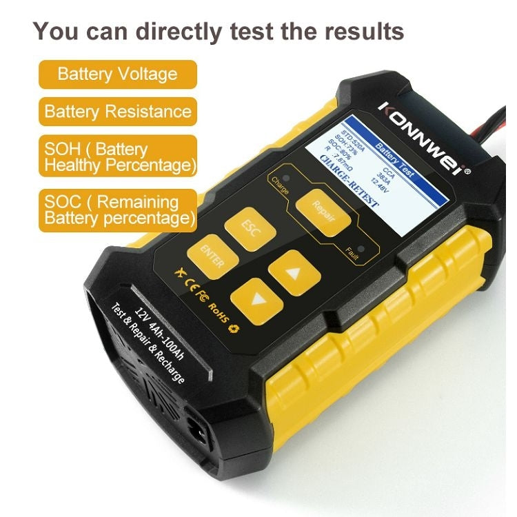 KONNWEI KW510 3 in 1 Car Battery Tester / Charger / Repairer, Support 8 Languages (EU Plug) - Code Readers & Scan Tools by KONNWEI | Online Shopping UK | buy2fix