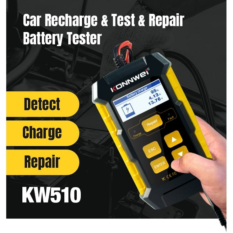 KONNWEI KW510 3 in 1 Car Battery Tester / Charger / Repairer, Support 8 Languages (EU Plug) - Code Readers & Scan Tools by KONNWEI | Online Shopping UK | buy2fix