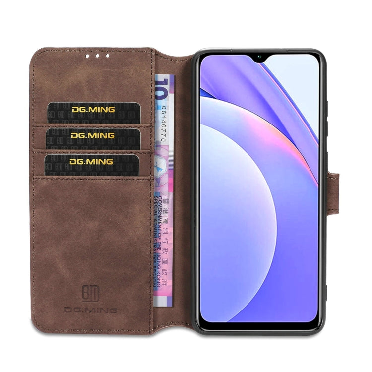 For Xiaomi Poco M3 DG.MING Retro Oil Side Horizontal Flip Leather Case with Holder & Card Slots & Wallet(Coffee) - Xiaomi Cases by DG.MING | Online Shopping UK | buy2fix