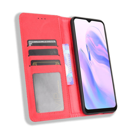 For Blackview A70 (2021) Magnetic Buckle Retro Crazy Horse Texture Horizontal Flip Leather Case with Holder & Card Slots & Photo Frame(Red) - More Brand by buy2fix | Online Shopping UK | buy2fix