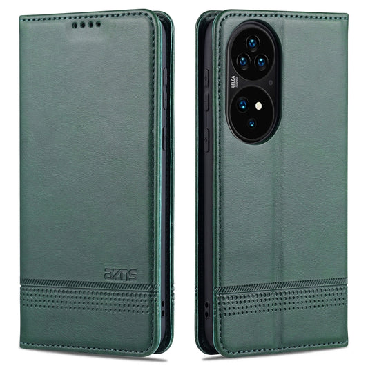 For Huawei P50 AZNS Magnetic Calf Texture Horizontal Flip Leather Case with Card Slots & Holder & Wallet(Dark Green) - Huawei Cases by AZNS | Online Shopping UK | buy2fix