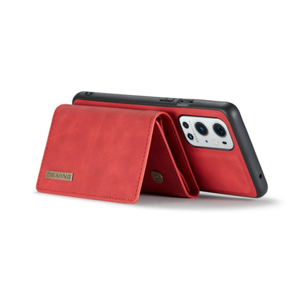 For OnePlus 9 Pro DG.MING M1 Series 3-Fold Multi Card Wallet  Back Cover Shockproof Case with Holder Function(Red) -  by DG.MING | Online Shopping UK | buy2fix