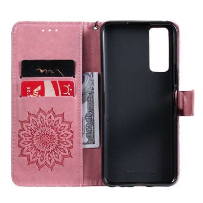 For vivo Y72 5G / iQOO Z3 Sun Embossing Pattern Horizontal Flip Leather Case with Card Slot & Holder & Wallet & Lanyard(Pink) - vivo Cases by buy2fix | Online Shopping UK | buy2fix