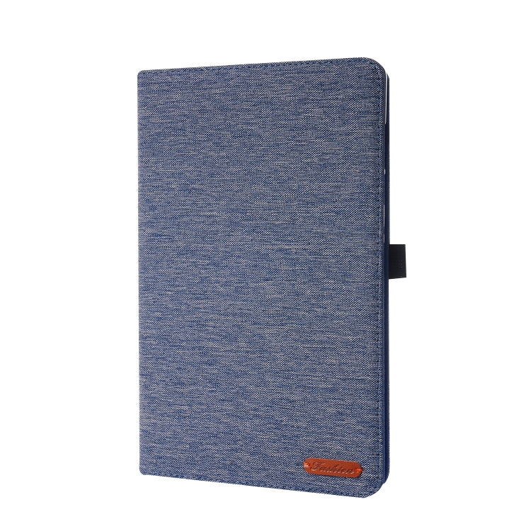 For Lenovo Tab K10 Fabric Texture Horizontal Flip TPU Leather Case with Holder(Blue) - Lenovo by buy2fix | Online Shopping UK | buy2fix