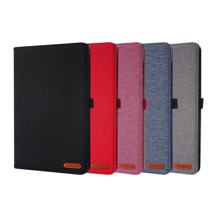 For Lenovo Tab K10 Fabric Texture Horizontal Flip TPU Leather Case with Holder(Gray) - Lenovo by buy2fix | Online Shopping UK | buy2fix