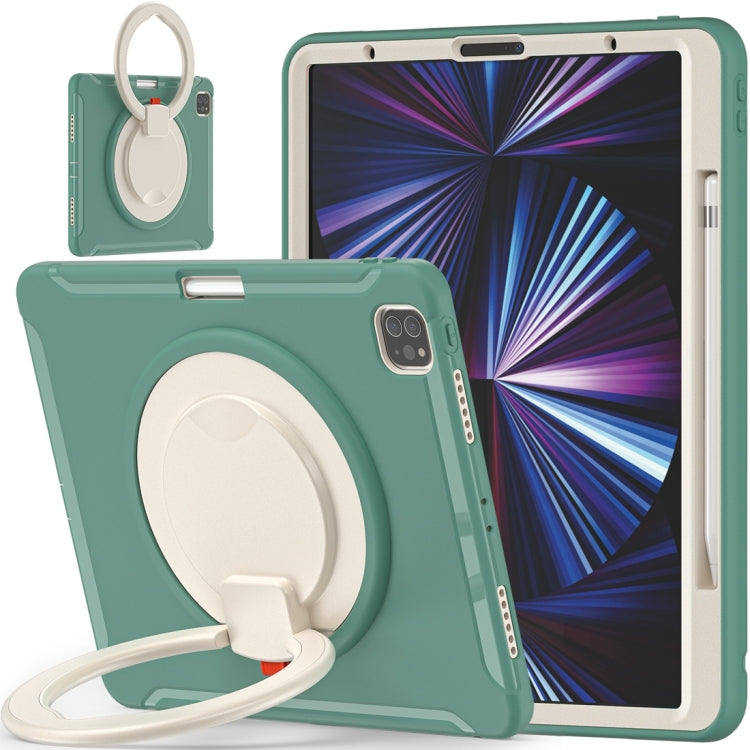 For iPad Pro 12.9 2022 / 2021 Shockproof TPU + PC Protective Tablet Case with 360 Degree Rotation Foldable Handle Grip Holder & Pen Slot(Emmerald Green) - iPad Pro 12.9 (2022/2021) Cases by buy2fix | Online Shopping UK | buy2fix