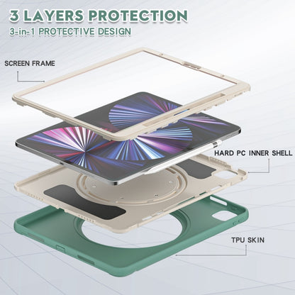 For iPad Pro 12.9 2022 / 2021 Shockproof TPU + PC Protective Tablet Case with 360 Degree Rotation Foldable Handle Grip Holder & Pen Slot(Emmerald Green) - iPad Pro 12.9 (2022/2021) Cases by buy2fix | Online Shopping UK | buy2fix