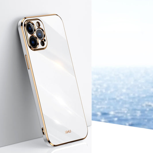 For iPhone 12 Pro XINLI Straight 6D Plating Gold Edge TPU Shockproof Case(White) - iPhone 12 / 12 Pro Cases by XINLI | Online Shopping UK | buy2fix