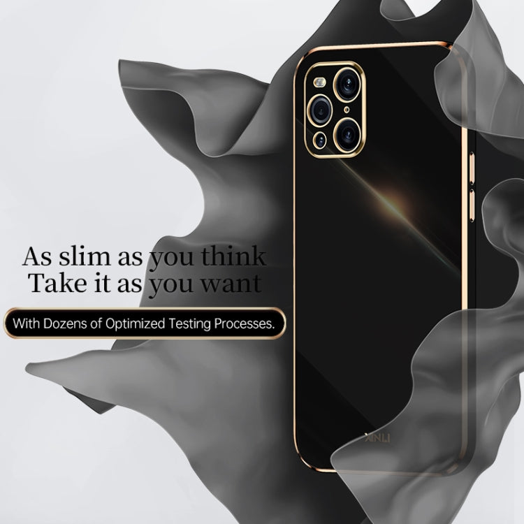 For OPPO Find X3 Pro XINLI Straight 6D Plating Gold Edge TPU Shockproof Case(Black) - OPPO Cases by XINLI | Online Shopping UK | buy2fix