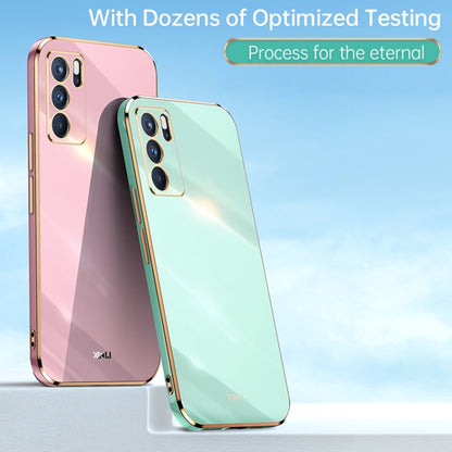 For OPPO Reno6 5G XINLI Straight 6D Plating Gold Edge TPU Shockproof Case(Pink) - OPPO Cases by XINLI | Online Shopping UK | buy2fix