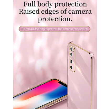 For Huawei nova 7 5G XINLI Straight Edge 6D Electroplate TPU Phone Case with Ring Holder(White) - Huawei Cases by XINLI | Online Shopping UK | buy2fix