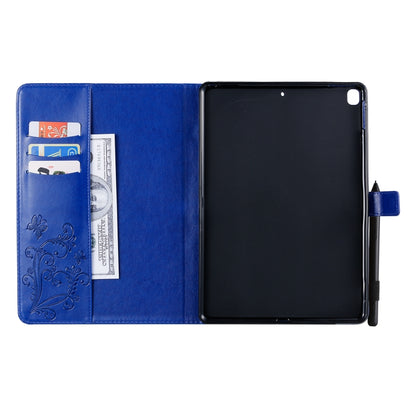 For iPad 10.2 / Pro 10.5 / Air  2019 Pressed Printing Butterfly Pattern Horizontal Flip PU Leather Case with Holder & Card Slots & Wallet & Pen Slot(Blue) - iPad Air (2019) Cases by buy2fix | Online Shopping UK | buy2fix