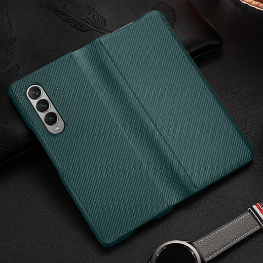 For Samsung Galaxy Z Fold3 5G Carbon Fiber Texture Folding All Inclusive PU Shockproof Leather Case(Green) - Galaxy Phone Cases by buy2fix | Online Shopping UK | buy2fix