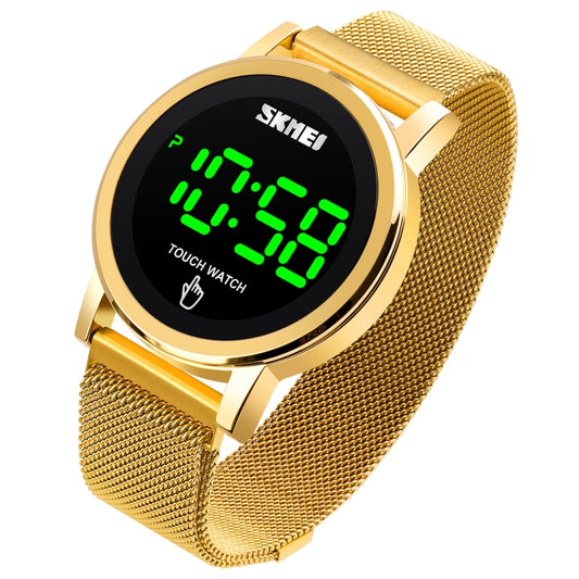 SKMEI 1668 Round Dial LED Digital Display Electronic Watch with Touch Luminous Button(Gold) - LED Digital Watches by SKMEI | Online Shopping UK | buy2fix