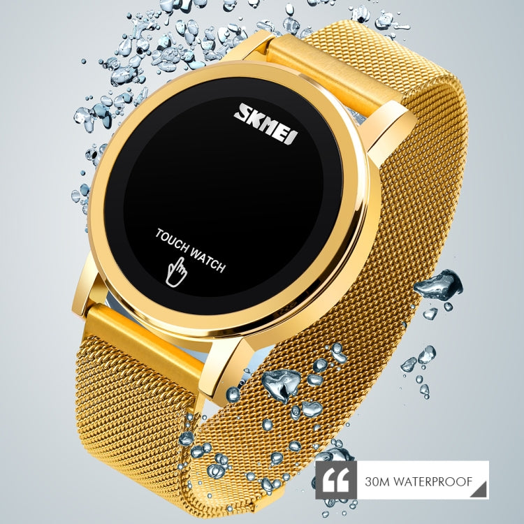 SKMEI 1668 Round Dial LED Digital Display Electronic Watch with Touch Luminous Button(Gold) - LED Digital Watches by SKMEI | Online Shopping UK | buy2fix