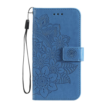 For Google Pixel 6 7-petal Flowers Embossing Pattern Horizontal Flip PU Leather Case with Holder & Card Slots & Wallet & Photo Frame(Blue) - Google Cases by buy2fix | Online Shopping UK | buy2fix