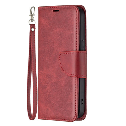 For iPhone 13 Pro Retro Lambskin Texture Pure Color Horizontal Flip PU Leather Case, with Holder & Card Slots & Wallet & Lanyard(Red) - iPhone 13 Pro Cases by buy2fix | Online Shopping UK | buy2fix