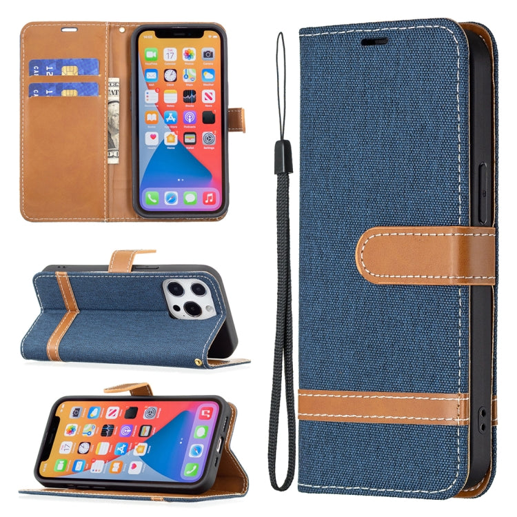 For iPhone 13 Color Matching Denim Texture Horizontal Flip Leather Case with Holder & Card Slots & Wallet & Lanyard(Dark Blue) - iPhone 13 Cases by buy2fix | Online Shopping UK | buy2fix