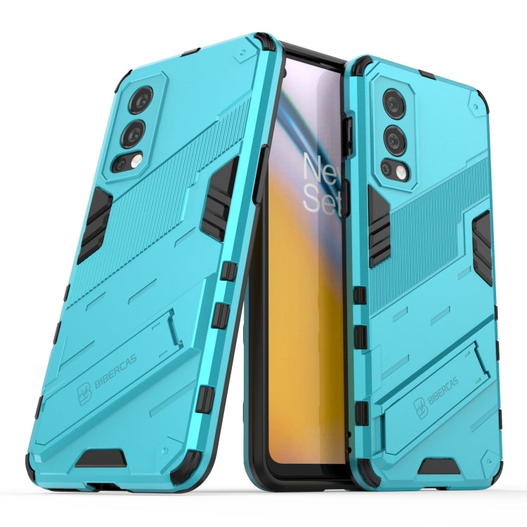 For OnePlus Nord 2 5G Punk Armor 2 in 1 PC + TPU Shockproof Case with Invisible Holder(Blue) - OnePlus Cases by buy2fix | Online Shopping UK | buy2fix