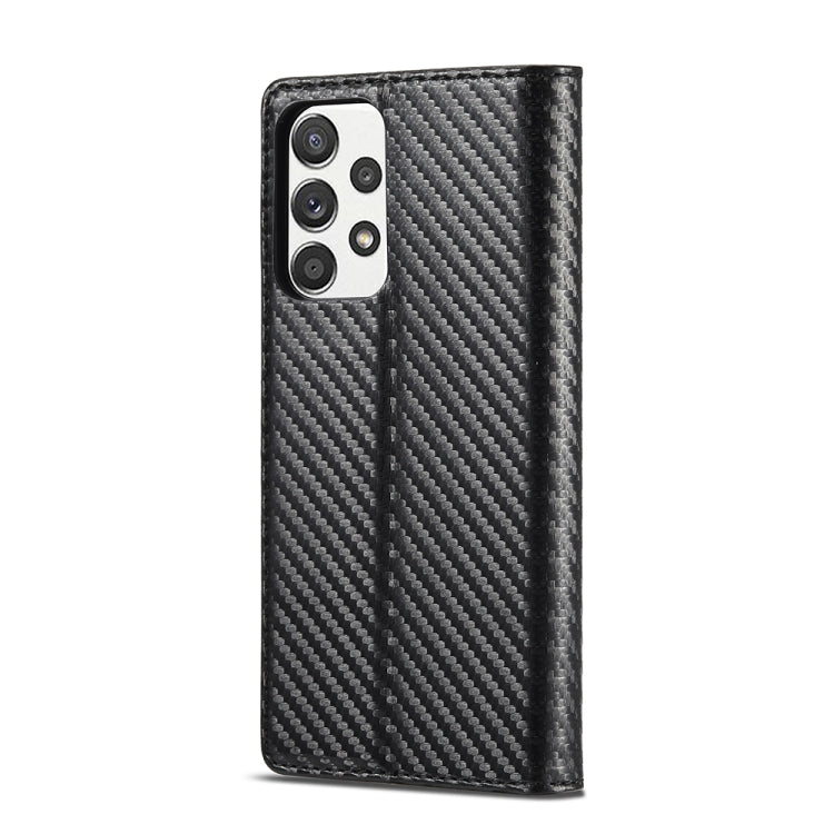 LC.IMEEKE Carbon Fiber PU + TPU Horizontal Flip Leather Case with Holder & Card Slot & Wallet For Samsung Galaxy A52 5G / 4G(Vertical Black) - Galaxy Phone Cases by LC.IMEEKE | Online Shopping UK | buy2fix