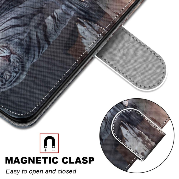 For iPhone 13 Coloured Drawing Cross Texture Horizontal Flip PU Leather Case with Holder & Card Slots & Wallet & Lanyard(Cat Becomes Tiger) - iPhone 13 Cases by buy2fix | Online Shopping UK | buy2fix