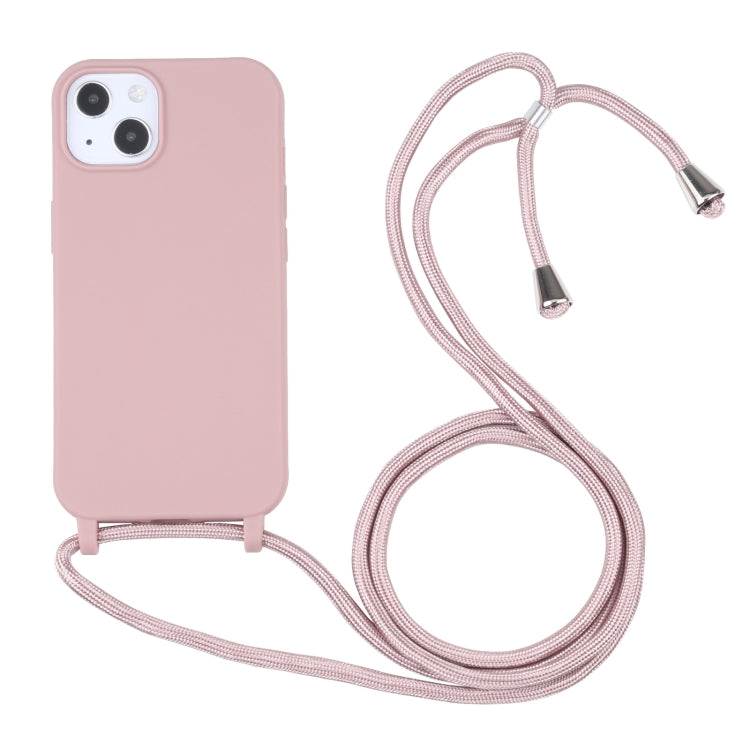 For iPhone 13 Candy Colors TPU Protective Case with Lanyard(Rose Gold) - iPhone 13 Cases by buy2fix | Online Shopping UK | buy2fix