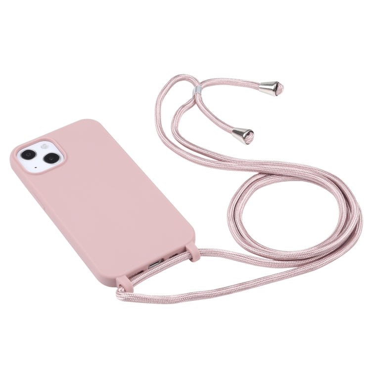 For iPhone 13 Candy Colors TPU Protective Case with Lanyard(Rose Gold) - iPhone 13 Cases by buy2fix | Online Shopping UK | buy2fix