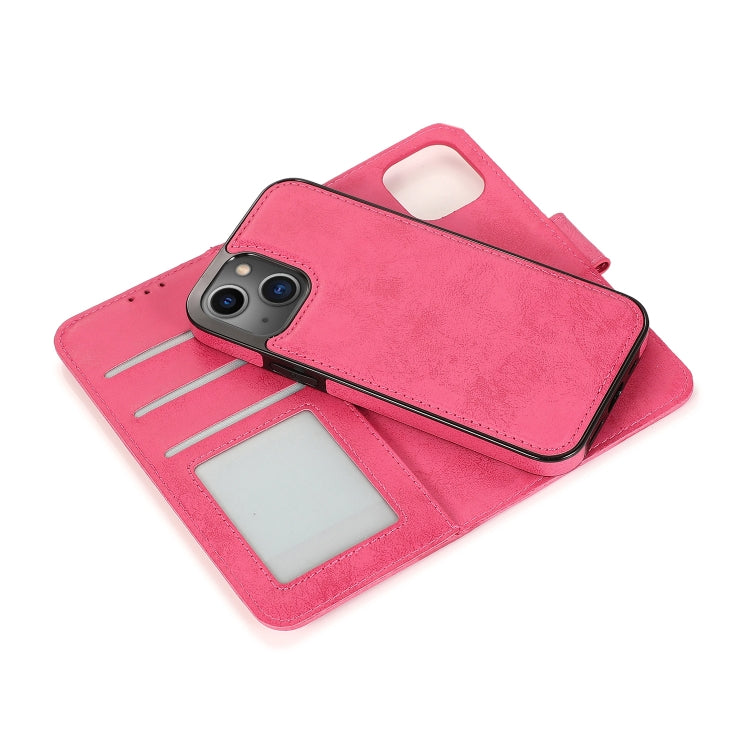 For iPhone 13 Retro 2 in 1 Detachable Horizontal Flip Leather Case with Card Slots & Wallet(Pink) - iPhone 13 Cases by buy2fix | Online Shopping UK | buy2fix