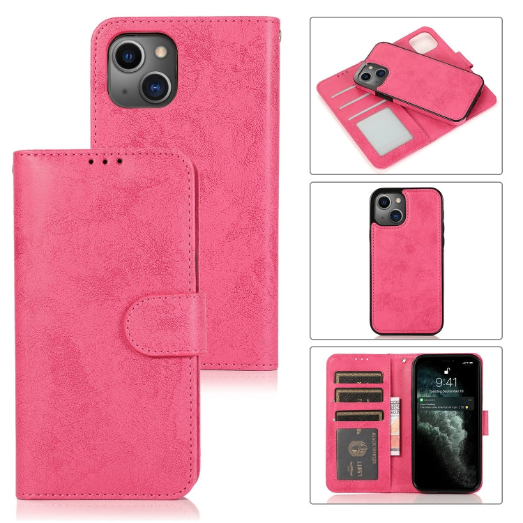 For iPhone 13 Pro Max Retro 2 in 1 Detachable Horizontal Flip Leather Case with Card Slots & Wallet (Pink) - iPhone 13 Pro Max Cases by buy2fix | Online Shopping UK | buy2fix