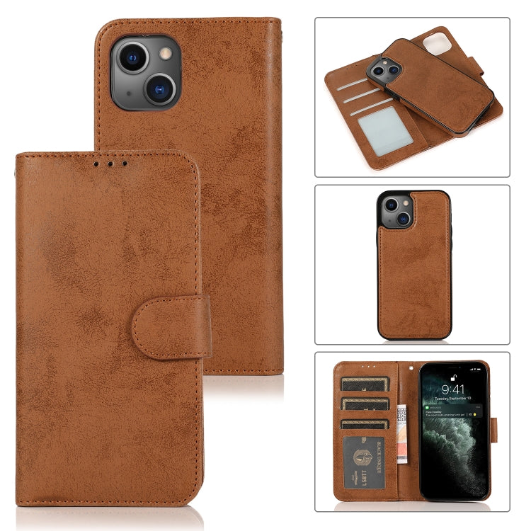 For iPhone 13 Pro Max Retro 2 in 1 Detachable Horizontal Flip Leather Case with Card Slots & Wallet (Brown) - iPhone 13 Pro Max Cases by buy2fix | Online Shopping UK | buy2fix