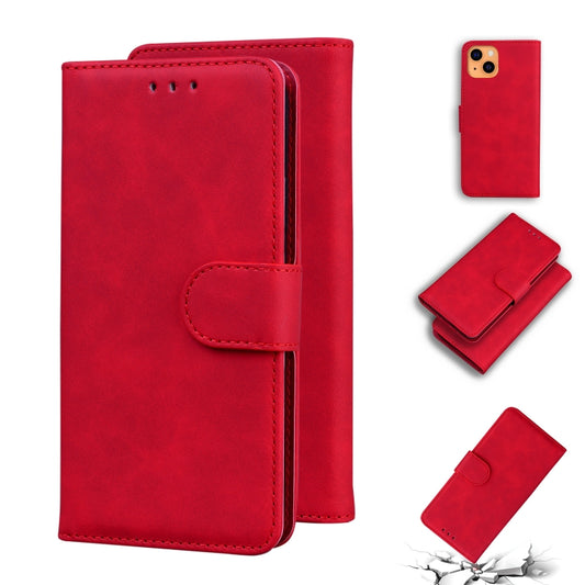 For iPhone 13 mini Skin Feel Pure Color Horizontal Flip Leather Case with Holder & Card Slots & Wallet (Red) - iPhone 13 mini Cases by buy2fix | Online Shopping UK | buy2fix