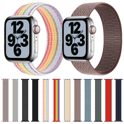 Single Lap Nylon Watch Band, Size: M 155mm For Apple Watch Ultra 49mm&Watch Ultra 2 49mm / Series 9&8&7 45mm / SE 3&SE 2&6&SE&5&4 44mm / 3&2&1 42mm(Rainbow) - Watch Bands by buy2fix | Online Shopping UK | buy2fix