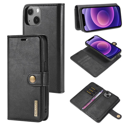 For iPhone 13 mini DG.MING Crazy Horse Texture Flip Detachable Magnetic Leather Case with Holder & Card Slots & Wallet (Black) - iPhone 13 mini Cases by DG.MING | Online Shopping UK | buy2fix