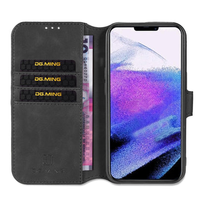 For iPhone 13 Pro DG.MING Retro Oil Side Horizontal Flip Leather Case with Holder & Card Slots & Wallet (Black) - iPhone 13 Pro Cases by DG.MING | Online Shopping UK | buy2fix