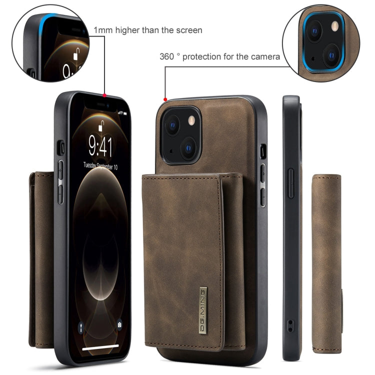 For iPhone 13 DG.MING M1 Series 3-Fold Multi Card Wallet Shockproof Case with Holder Function (Coffee) - iPhone 13 Cases by DG.MING | Online Shopping UK | buy2fix