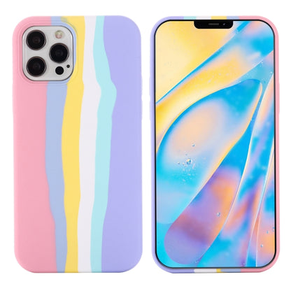 For iPhone 13 Pro Rainbow Liquid Silicone Shockproof Full Coverage Protective Case (Pink) - iPhone 13 Pro Cases by buy2fix | Online Shopping UK | buy2fix