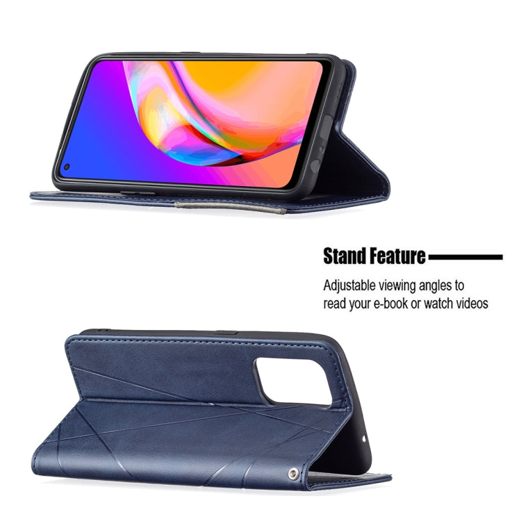 For OPPO A94 5G / F19 Pro Plus / Reno5 Z 5G Rhombus Texture Horizontal Flip Magnetic Leather Case with Holder & Card Slots(Blue) - OPPO Cases by buy2fix | Online Shopping UK | buy2fix