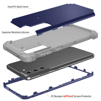 For Samsung Galaxy S21 5G 3 in 1 Shockproof PC + Silicone Protective Case(Navy Blue + Grey) - Galaxy S21 5G Cases by buy2fix | Online Shopping UK | buy2fix