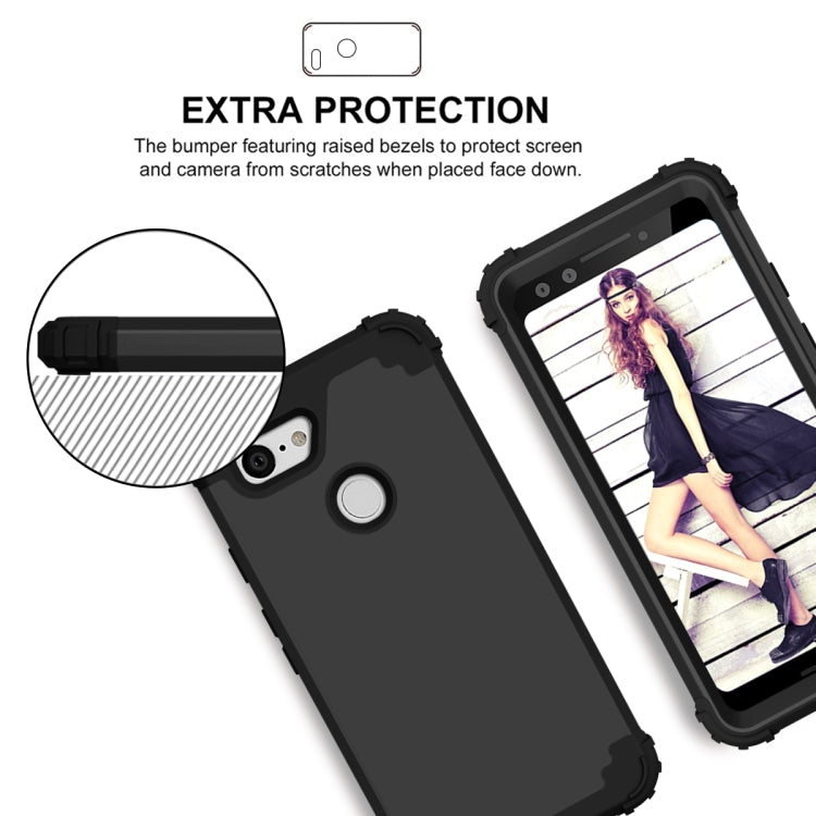 For Google Pixel 3 3 in 1 Shockproof PC + Silicone Protective Case(Black) - Google Cases by buy2fix | Online Shopping UK | buy2fix