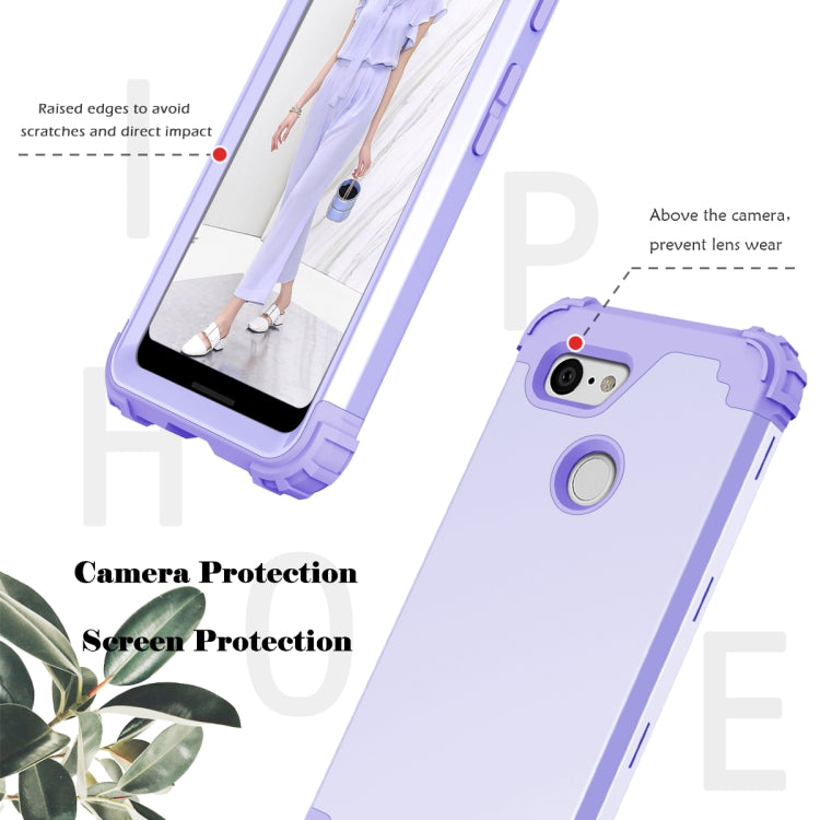 For Google Pixel 3 3 in 1 Shockproof PC + Silicone Protective Case(Purple) - Google Cases by buy2fix | Online Shopping UK | buy2fix