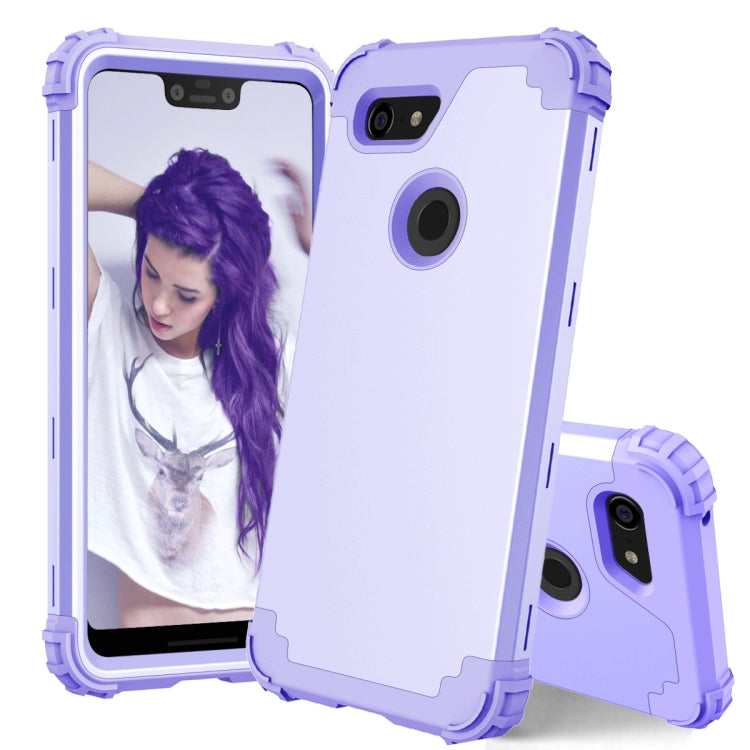 For Google Pixel 3 XL 3 in 1 Shockproof PC + Silicone Protective Case(Purple) - Google Cases by buy2fix | Online Shopping UK | buy2fix