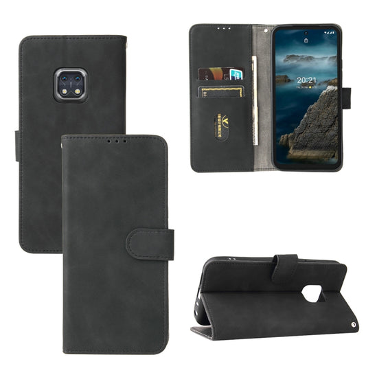 Solid Color Skin Feel Magnetic Buckle Horizontal Flip Calf Texture PU Leather Case with Holder & Card Slots & Wallet For Nokia XR20(Black) - Nokia Cases by buy2fix | Online Shopping UK | buy2fix