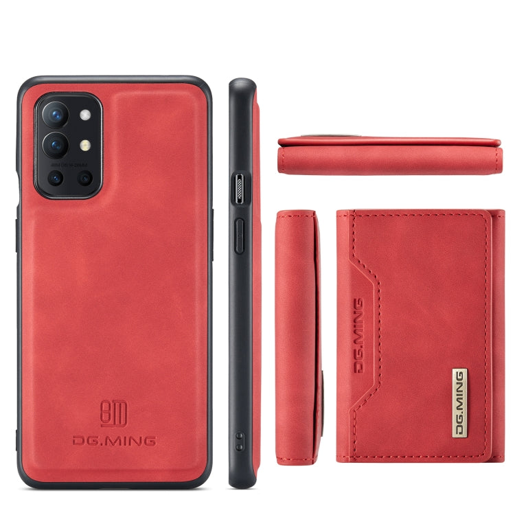 DG.MING M2 Series 3-Fold Multi Card Bag Back Cover Shockproof Case with Wallet & Holder Function For OnePlus 9R(Red) - OnePlus Cases by DG.MING | Online Shopping UK | buy2fix